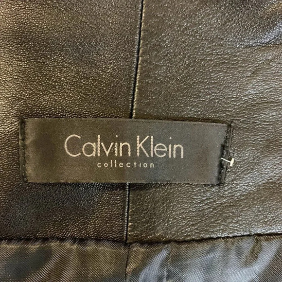 Calvin‎ Klein Collection Women's Lambskin Full Zip Leather Jacket Size 12 - Picture 6 of 12